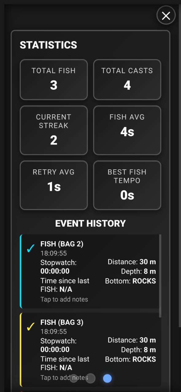 Statistics screen
